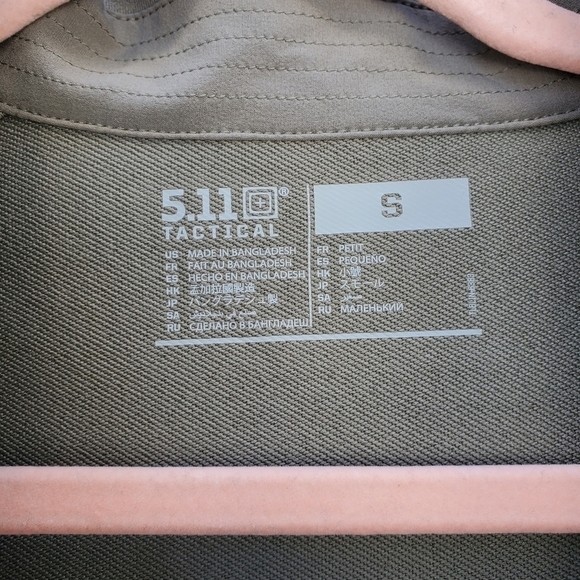 5.11 Tactical Overlay Thumb Holes Zip Up Active Wear Jacket Green Sweat Wicking - Picture 14 of 14